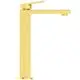 Waschbeckenarmatur in Brushed Gold-Finish von Ideal Standard, mit eckigem Design und schwenkbarem Auslauf.